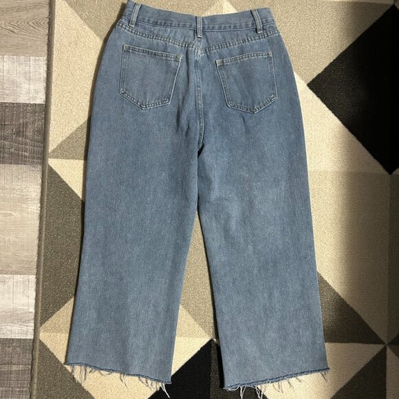 Cider Patchwork Distressed Raw Hem Cropped/Capris Jeans Women's Size M - Picture 9 of 11